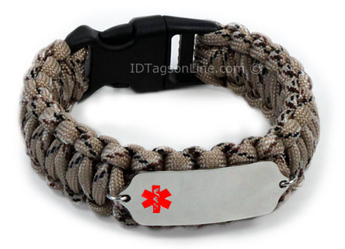 Camo Desert Medical ID Bracelet with Red Medical Emblem. - Click Image to Close